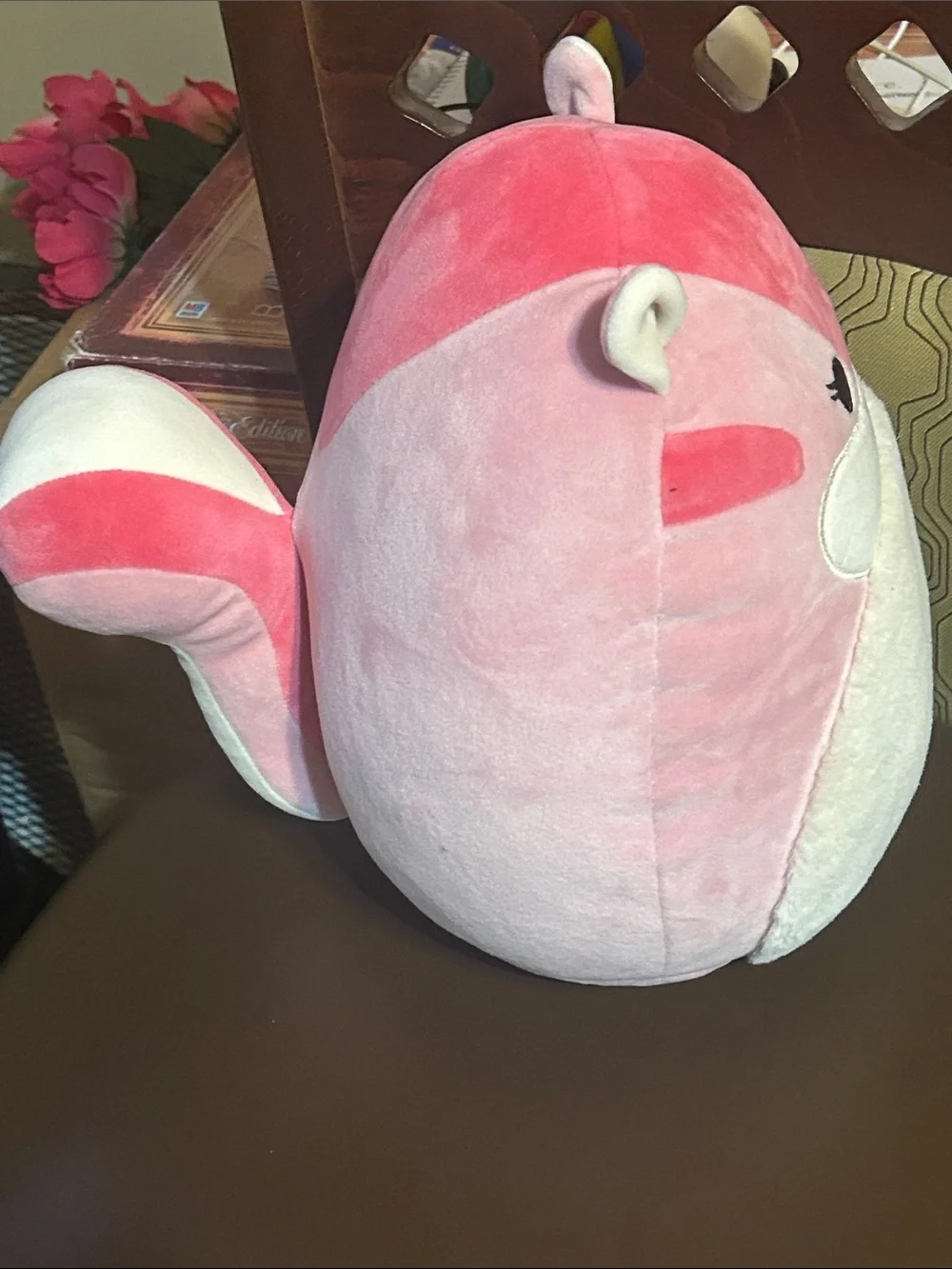 Squishmallows Pink and White Plush Animal Accent Pillow